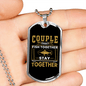 Couple Fish Together Fishing Necklace Stainless Steel or 18k Gold Dog Tag 24" Chain-Express Your Love Gifts