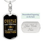 Couple Fishing Keychain Stainless Steel or 18k Gold Dog Tag Keyring-Express Your Love Gifts