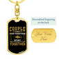 Couple Fishing Keychain Stainless Steel or 18k Gold Dog Tag Keyring-Express Your Love Gifts