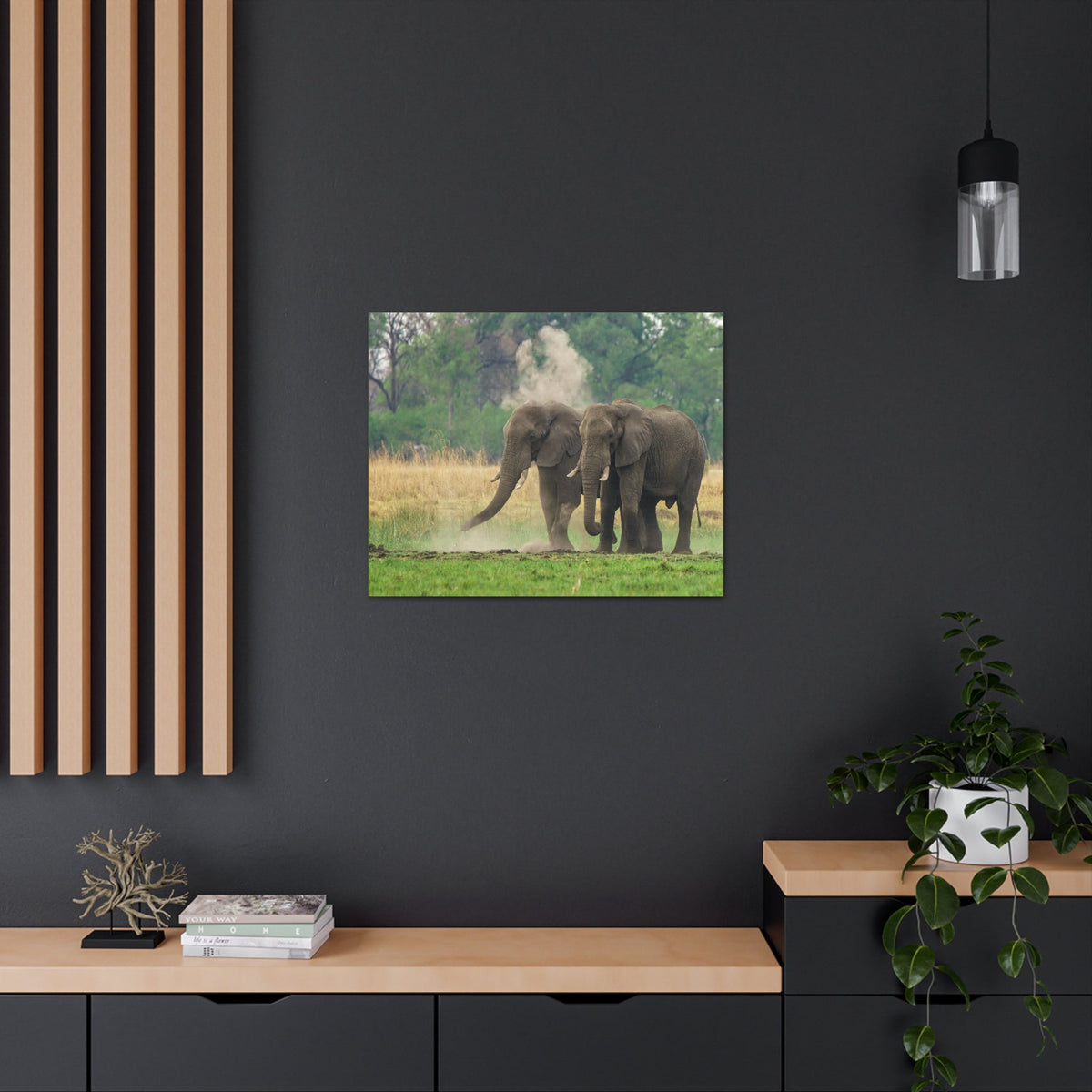Couple of African Elephant Outdoor Wall Art Ready To Hang Unframed-Express Your Love Gifts