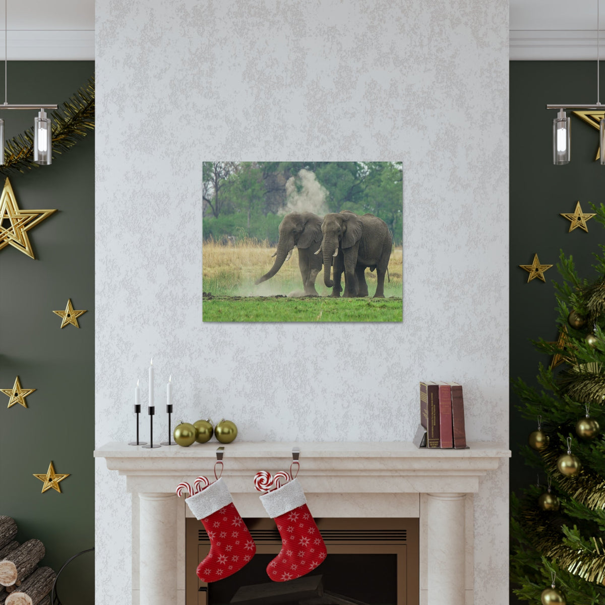 Couple of African Elephant Outdoor Wall Art Ready To Hang Unframed-Express Your Love Gifts