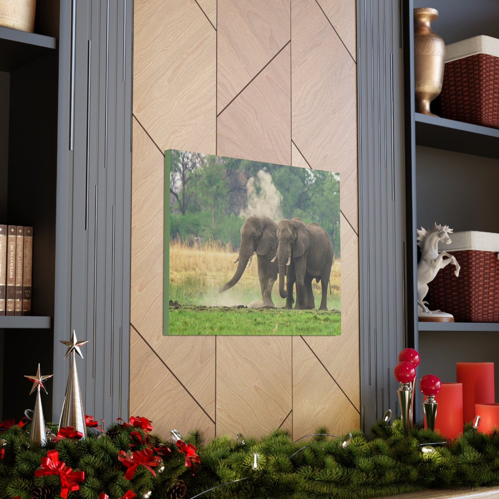 Couple of African Elephant Outdoor Wall Art Ready To Hang Unframed-Express Your Love Gifts