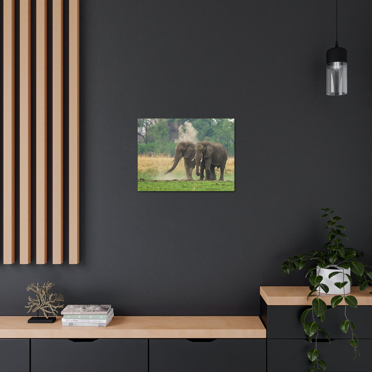 Couple of African Elephant Outdoor Wall Art Ready To Hang Unframed-Express Your Love Gifts