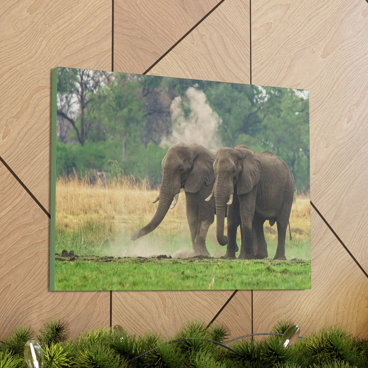 Couple of African Elephant Outdoor Wall Art Ready To Hang Unframed-Express Your Love Gifts