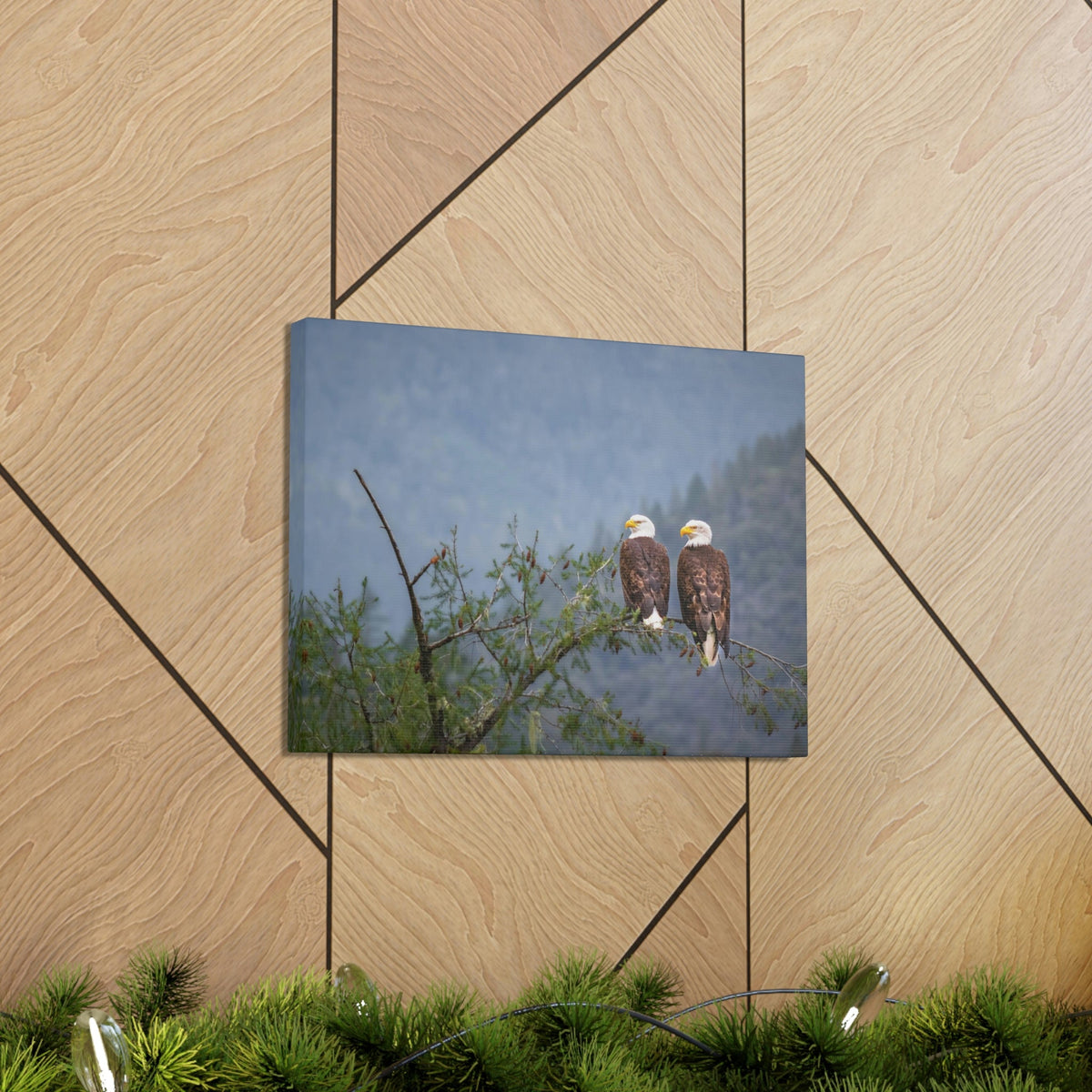 Scripture Walls Couple of Bald Eagle on a Tree Limb Print Animal Wall Art Wildlife Canvas Prints Wall Art Ready to Hang Unframed-Express Your Love Gifts