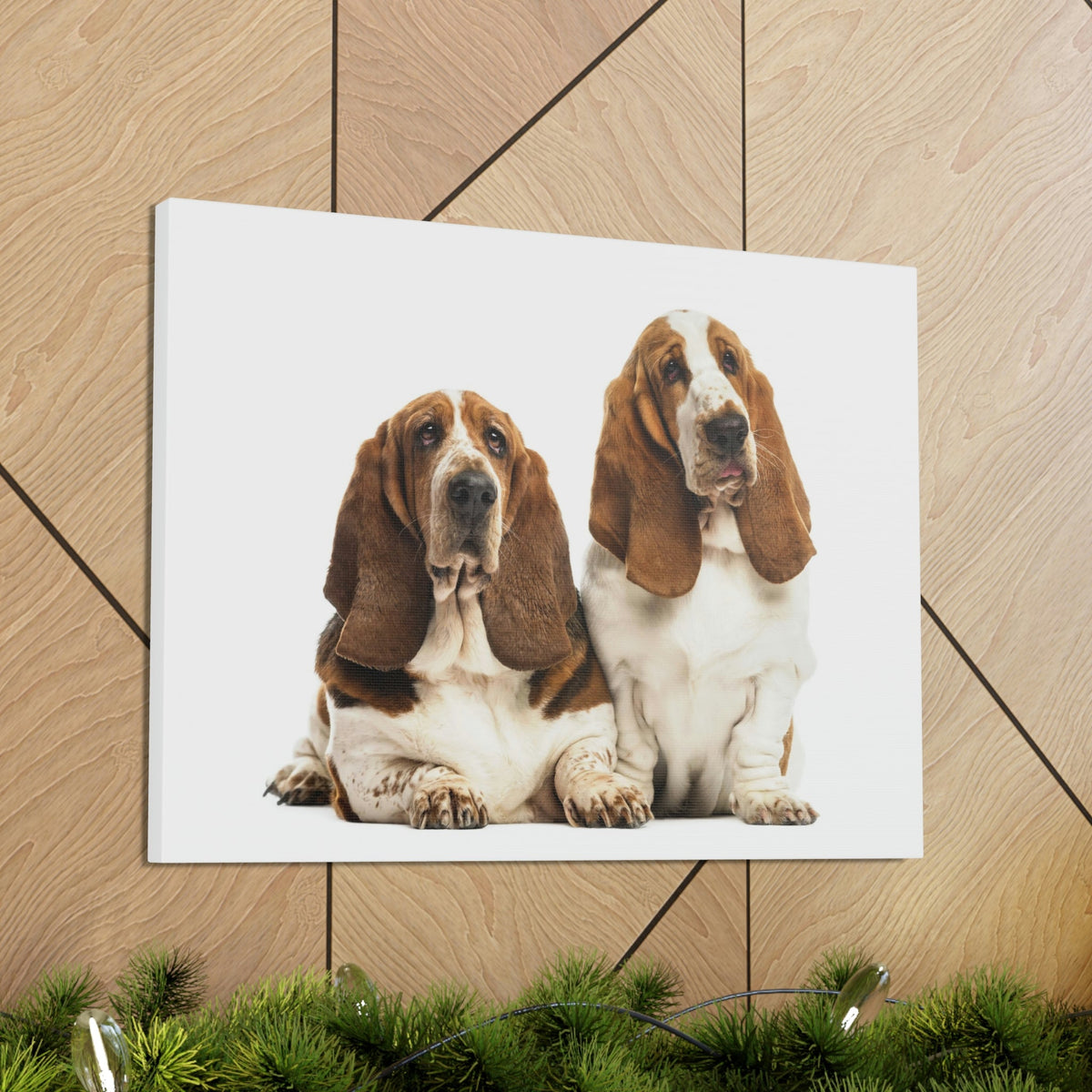 Scripture Walls Couple of Basset Hound Dogs Print Animal Wall Art Wildlife Canvas Prints Wall Art Ready to Hang Unframed-Express Your Love Gifts