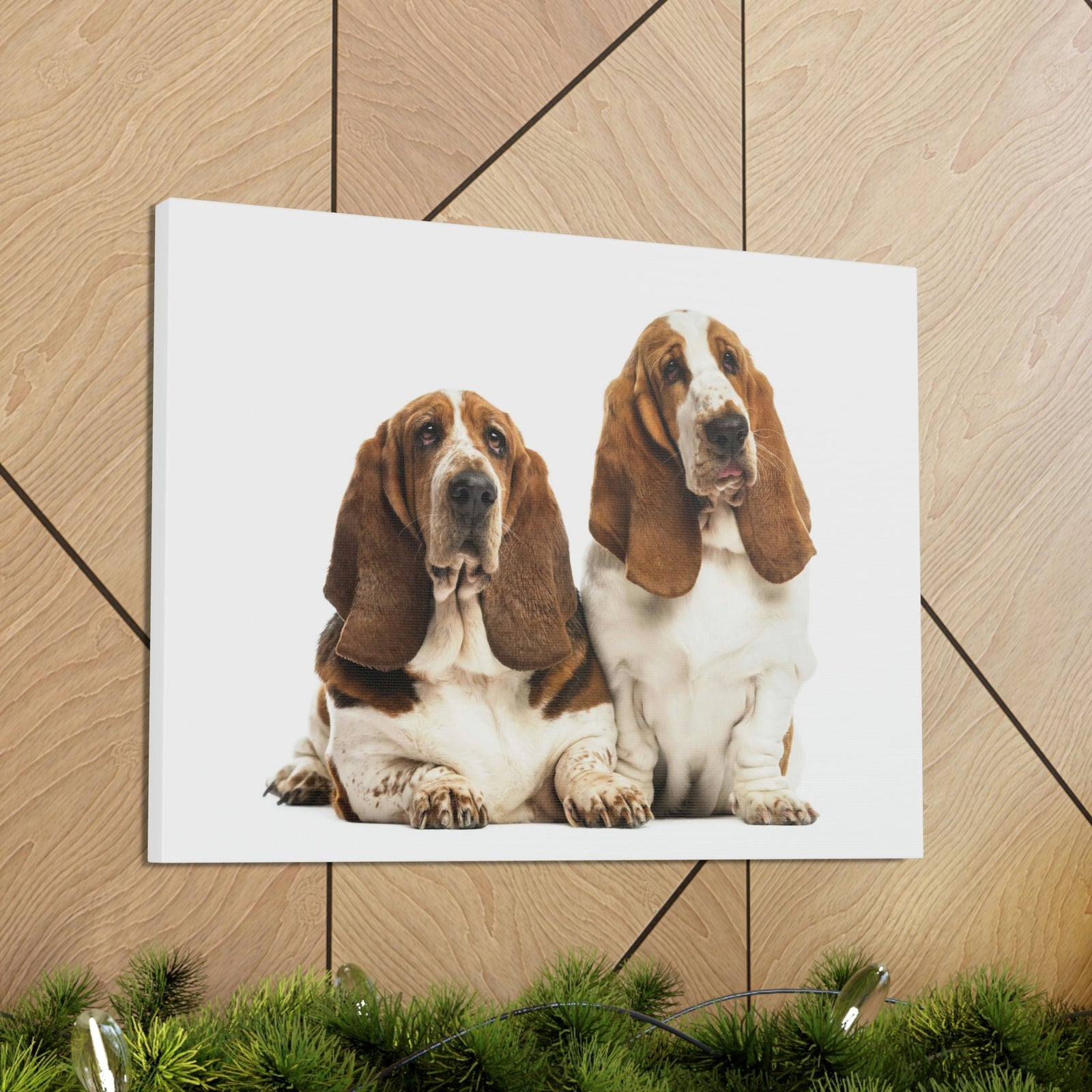 Scripture Walls Couple of Basset Hound Dogs Print Animal Wall Art Wildlife Canvas Prints Wall Art Ready to Hang Unframed-Express Your Love Gifts