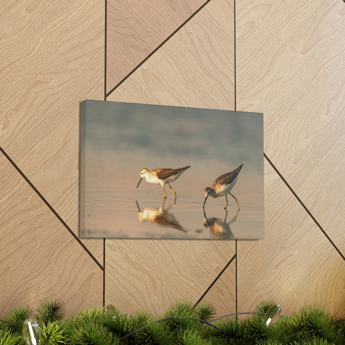 Scripture Walls Couple of Sandpiper Hunting for Food Animal Wall Art Wildlife Canvas Prints Wall Art Ready to Hang Unframed-Express Your Love Gifts
