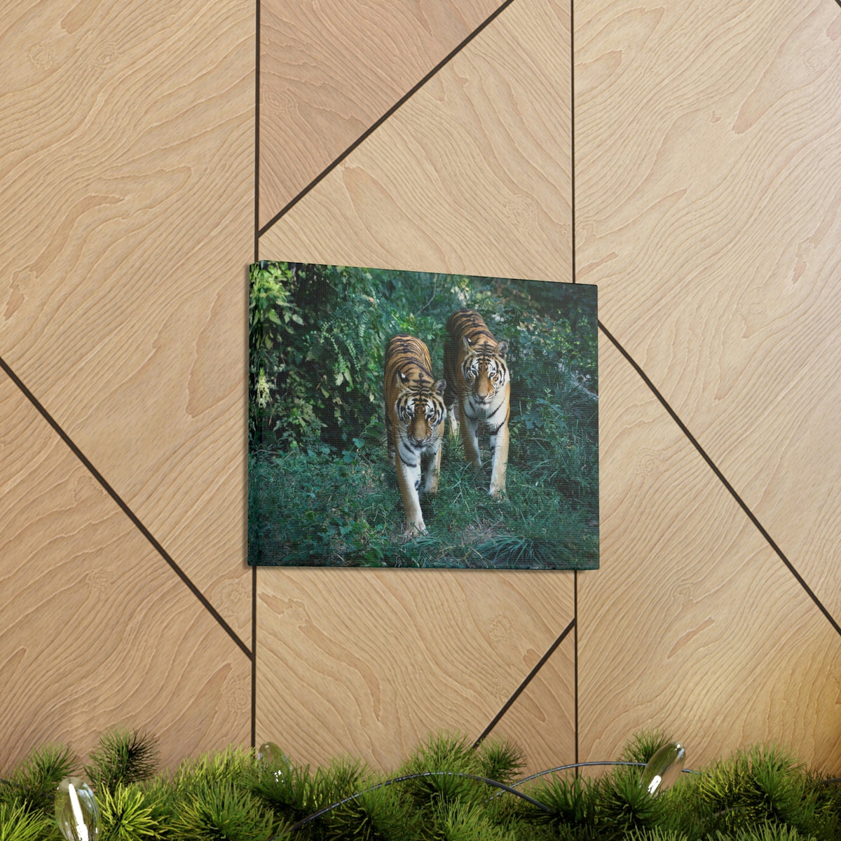 Scripture Walls Couple of Tiger Coming Out of the Wood Print Animal Wall Art Wildlife Canvas Prints Wall Art Ready to Hang Unframed-Express Your Love Gifts