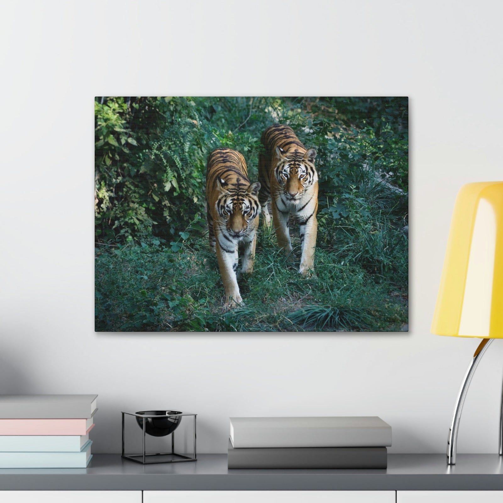 Scripture Walls Couple of Tiger Coming Out of the Wood Print Animal Wall Art Wildlife Canvas Prints Wall Art Ready to Hang Unframed-Express Your Love Gifts