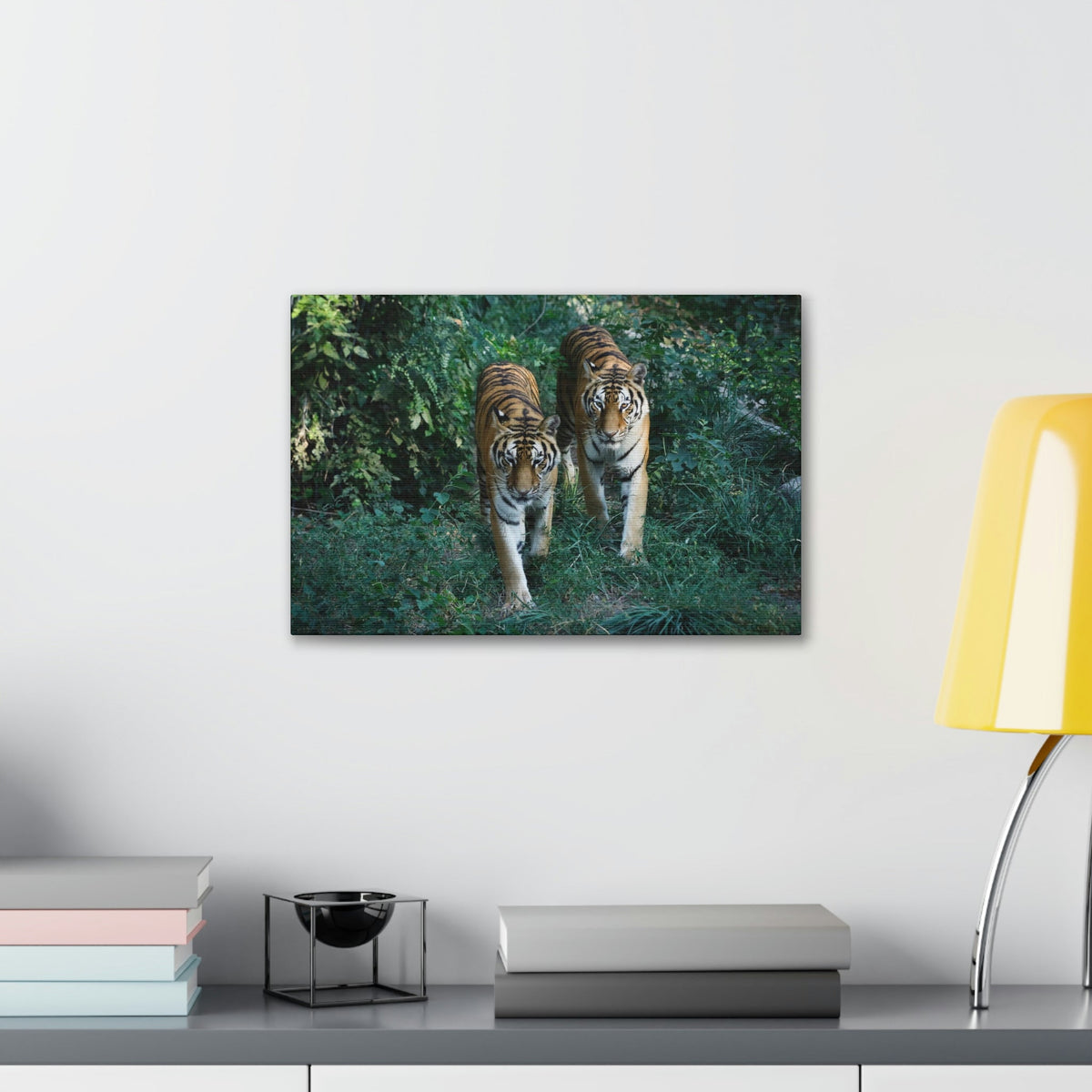Scripture Walls Couple of Tiger Coming Out of the Wood Print Animal Wall Art Wildlife Canvas Prints Wall Art Ready to Hang Unframed-Express Your Love Gifts