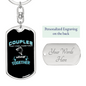 Couples Together Fishing Keychain Stainless Steel or 18k Gold Dog Tag Keyring-Express Your Love Gifts