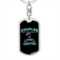 Couples Together Fishing Keychain Stainless Steel or 18k Gold Dog Tag Keyring-Express Your Love Gifts