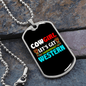Cowgirl Let's Get Western Horse Necklace Stainless Steel or 18k Gold Dog Tag 24" Chain-Express Your Love Gifts