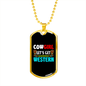 Cowgirl Let's Get Western Horse Necklace Stainless Steel or 18k Gold Dog Tag 24" Chain-Express Your Love Gifts