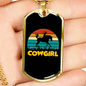 Cowgirl Retro Horse Necklace Stainless Steel or 18k Gold Dog Tag 24" Chain-Express Your Love Gifts