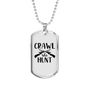 Crawl Walk Hunt Necklace Stainless Steel or 18k Gold Dog Tag 24" Chain-Express Your Love Gifts