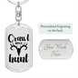Crawl Walk Hunt White Keychain Stainless Steel or 18k Gold Dog Tag Keyring-Express Your Love Gifts