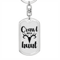 Crawl Walk Hunt White Keychain Stainless Steel or 18k Gold Dog Tag Keyring-Express Your Love Gifts
