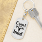 Crawl Walk Hunt White Keychain Stainless Steel or 18k Gold Dog Tag Keyring-Express Your Love Gifts