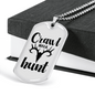 Crawl Walk Hunt White Necklace Stainless Steel or 18k Gold Dog Tag 24" Chain-Express Your Love Gifts