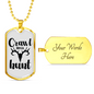 Crawl Walk Hunt White Necklace Stainless Steel or 18k Gold Dog Tag 24" Chain-Express Your Love Gifts
