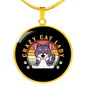 Crazy Cat Lady Circle Necklace Stainless Steel or 18k Gold 18-22"-Express Your Love Gifts