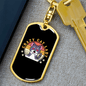 Crazy Cat Lady Keychain Stainless Steel or 18k Gold Dog Tag Keyring-Express Your Love Gifts