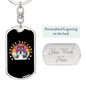 Crazy Cat Lady Keychain Stainless Steel or 18k Gold Dog Tag Keyring-Express Your Love Gifts