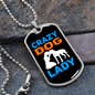 Crazy Dog Lady Blue Necklace Stainless Steel or 18k Gold Dog Tag 24" Chain-Express Your Love Gifts