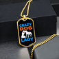 Crazy Dog Lady Blue Necklace Stainless Steel or 18k Gold Dog Tag 24" Chain-Express Your Love Gifts