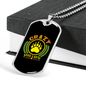 Crazy Dog Lady Paw Necklace Stainless Steel or 18k Gold Dog Tag 24" Chain-Express Your Love Gifts