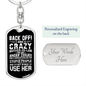 Crazy Mother-in-Law Mom Keychain Stainless Steel or 18k Gold Dog Tag Keyring-Express Your Love Gifts