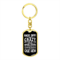 Crazy Mother-in-Law Mom Keychain Stainless Steel or 18k Gold Dog Tag Keyring-Express Your Love Gifts