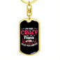 Crazy Nana Mom Keychain Stainless Steel or 18k Gold Dog Tag Keyring-Express Your Love Gifts