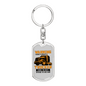 Crazy Trucker Swivel Keychain Dog Tag Stainless Steel or 18k Gold-Express Your Love Gifts