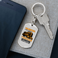 Crazy Trucker Swivel Keychain Dog Tag Stainless Steel or 18k Gold-Express Your Love Gifts