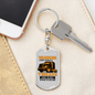Crazy Trucker Swivel Keychain Dog Tag Stainless Steel or 18k Gold-Express Your Love Gifts