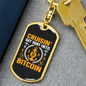 Cruisin' My Way Into Bitcoin Crypto Keychain Stainless Steel or 18k Gold Dog Tag Keyring-Express Your Love Gifts