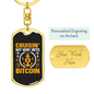 Cruisin' My Way Into Bitcoin Crypto Keychain Stainless Steel or 18k Gold Dog Tag Keyring-Express Your Love Gifts