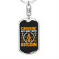 Cruisin' My Way Into Bitcoin Crypto Keychain Stainless Steel or 18k Gold Dog Tag Keyring-Express Your Love Gifts