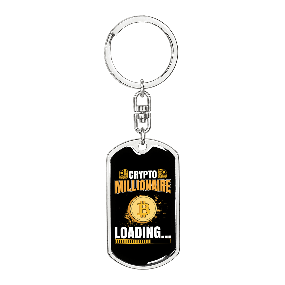 Crypto Billionaire Crypto Keychain Stainless Steel or 18k Gold Dog Tag Keyring-Express Your Love Gifts