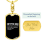 Crypto Dad Definition Crypto Keychain Stainless Steel or 18k Gold Dog Tag Keyring-Express Your Love Gifts