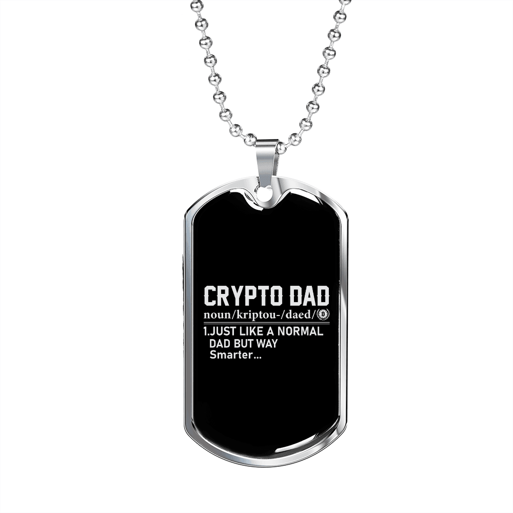 Crypto Dad Definition Crypto Necklace Stainless Steel or 18k Gold Dog Tag 24" Chain-Express Your Love Gifts