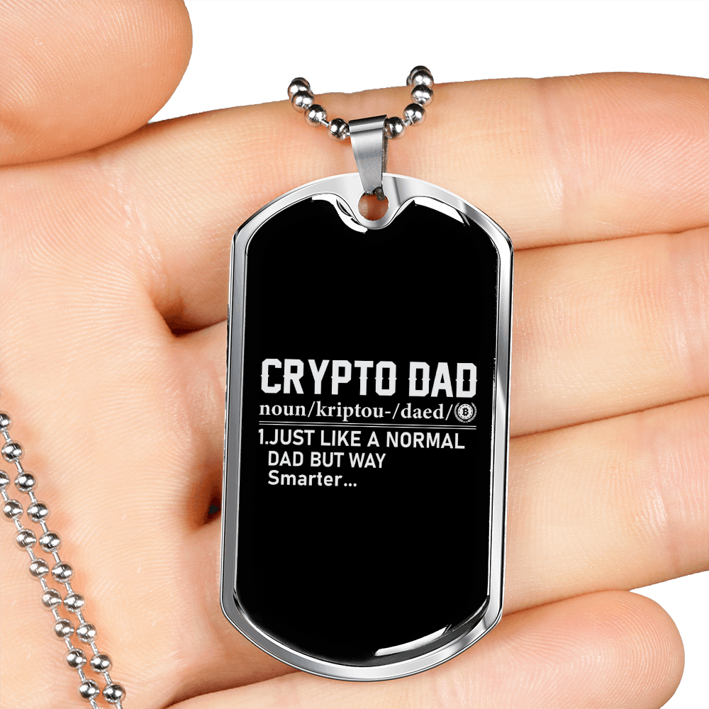 Crypto Dad Definition Crypto Necklace Stainless Steel or 18k Gold Dog Tag 24" Chain-Express Your Love Gifts