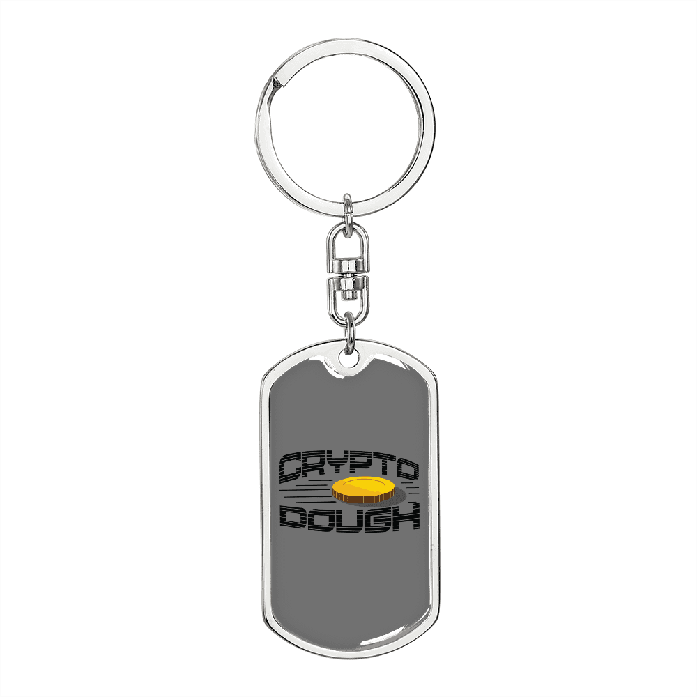 Crypto Dough Crypto Keychain Stainless Steel or 18k Gold Dog Tag Keyring-Express Your Love Gifts