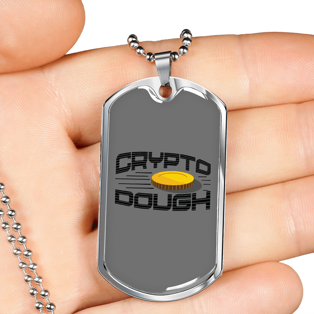 Crypto Dough Crypto Necklace Stainless Steel or 18k Gold Dog Tag 24" Chain-Express Your Love Gifts