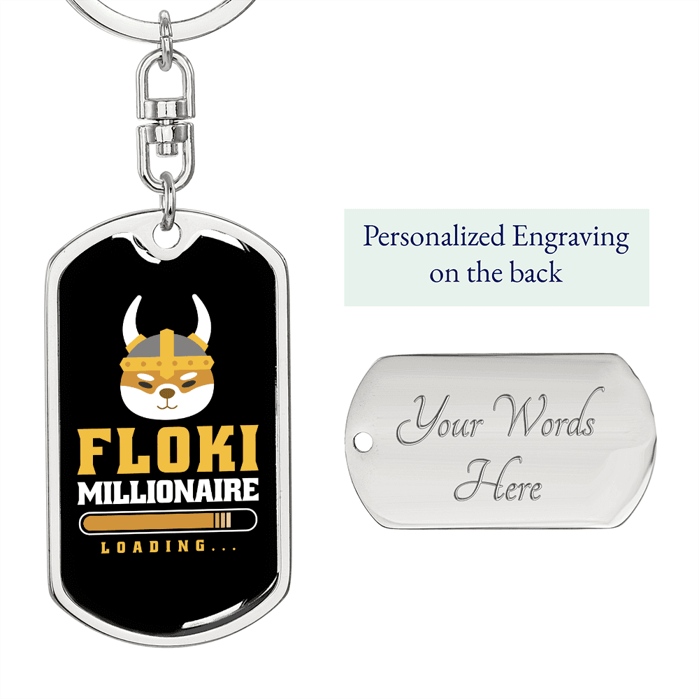 Crypto Floki Crypto Keychain Stainless Steel or 18k Gold Dog Tag Keyring-Express Your Love Gifts