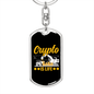 Crypto is Life Crypto Keychain Stainless Steel or 18k Gold Dog Tag Keyring-Express Your Love Gifts