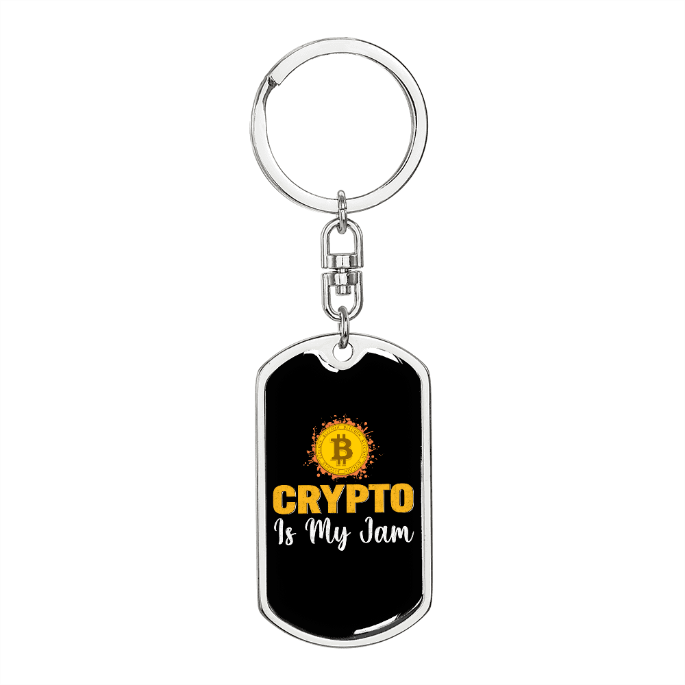 Crypto is My Jam Crypto Keychain Stainless Steel or 18k Gold Dog Tag Keyring-Express Your Love Gifts